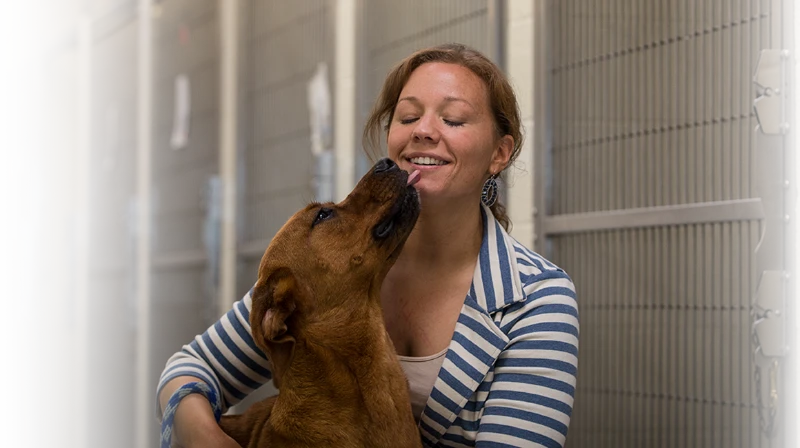 Animal shelter owner with her dog.
